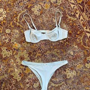 Solid and Striped light blue/gray bikini.